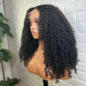 13x4 encaje completo frontal pruiken Pixie krullend <span class=keywords><strong>rauw</strong></span> Birmaans krullend Haar dichtheid 220% dubbelgetrokken menselijk Haar pruik - Product Image 5