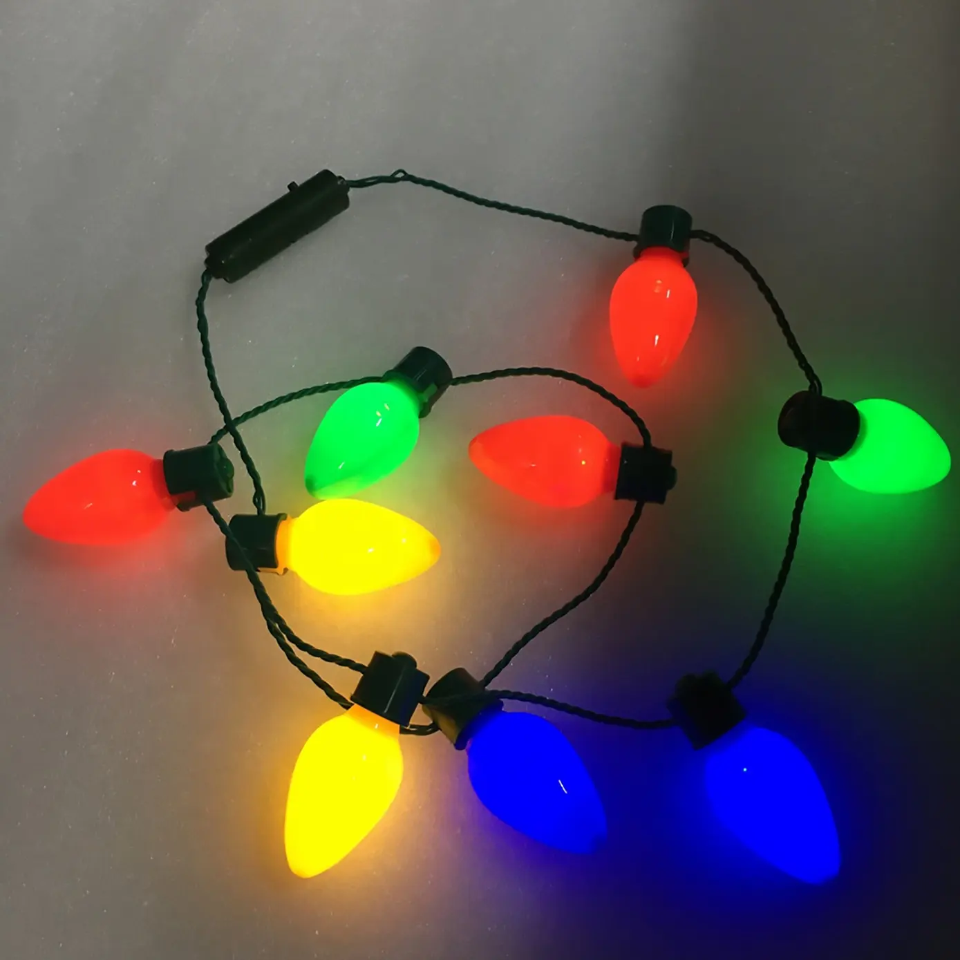 2023 New Up Jumbo Bulb Battery Operated christmas light necklace String Party Decor Flashing Light LED Christmas Light