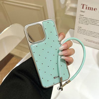 Nouvelle coque de téléphone portable noire à pois pour iPhone 17 Pro Max 15 12, coque antichoc avec bord argenté et protection arrière anti-chute