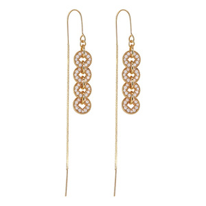 Boucles d'oreilles pendantes Dinle en forme de pièce de monnaie avec micro-incrustations géométriques, idéales pour les soirées et la mode - Product Image 3