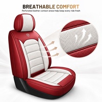 Housses de siège auto complètes 5 places universelles en cuir avec protection de siège, appui-tête, support lombaire et housse de volant
