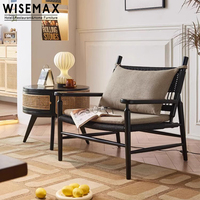 WISEMAX FURNITURE Mobilier de salon moderne canapés chaise en bois chaise d'appoint en rotin accoudoir en bois massif chaise de lecture pour la maison