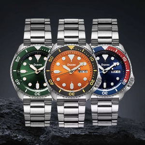 फैशन व्यापार उच्च श्रेणी यांत्रिक घड़ियों नारंगी बड़े डायल स्वचालित स्टेनलेस स्टील पुरुषों गोताखोर यांत्रिक घड़ियाँ - Product Image 1
