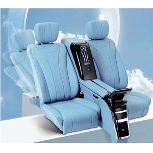 Chaise pliante en cuir de luxe à deux places avec réfrigérateur et table pliante imperméable pour Mercedes Vito V-Class Toyota Hiace Alphard - Product Image 1