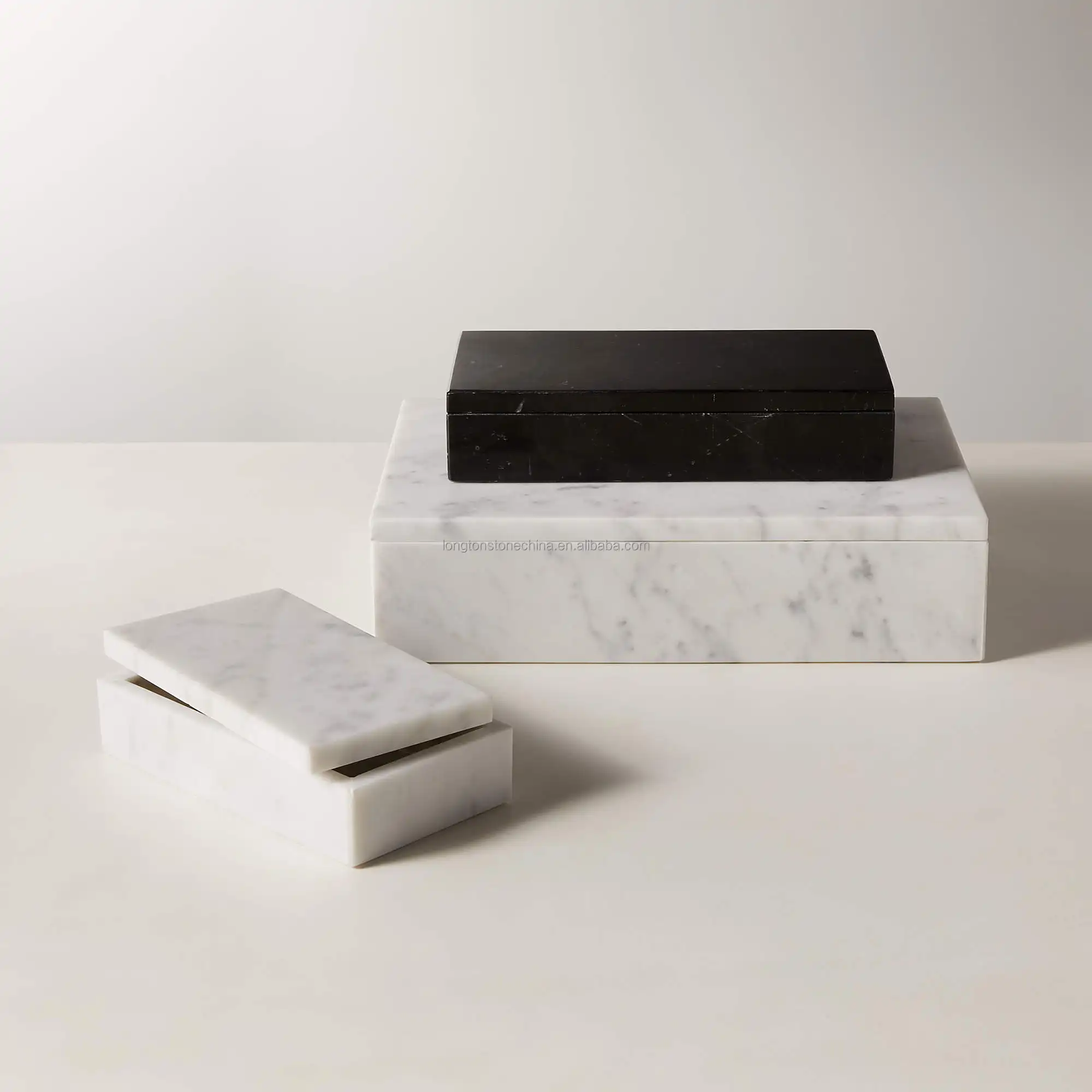 नया सफेद काला संगमरमर भंडारण बॉक्स, ढक्कन हार कंगन टेबल टॉप संगमरमर आभूषण बॉक्स के साथ प्राकृतिक पत्थर बॉक्स