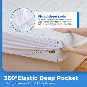 Protège-matelas personnalisé pour lit <span class=keywords><strong>Queen</strong></span>/King en bambou écologique respirant, imperméable et rafraîchissant, avec poche profonde - Product Image 3
