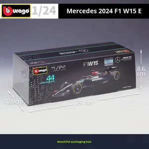 Modèle de voiture de course en plastique de simulation Bburago à l'échelle 1:24, équipe Mercedes-Benz F1 2024 W15E, avec boîte de présentation pour les jeunes - Product Image 5