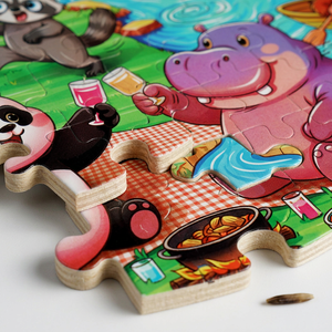 Rompecabezas <span class=keywords><strong>de</strong></span> Madera <span class=keywords><strong>de</strong></span> Tilo con Diseño <span class=keywords><strong>de</strong></span> Panda, Picnic, Camping, Animales y Río, para Niños, Corte Láser, No Tóxico, Acabado Mate, Caja <span class=keywords><strong>de</strong></span> Regalo, OEM - Product Image 3