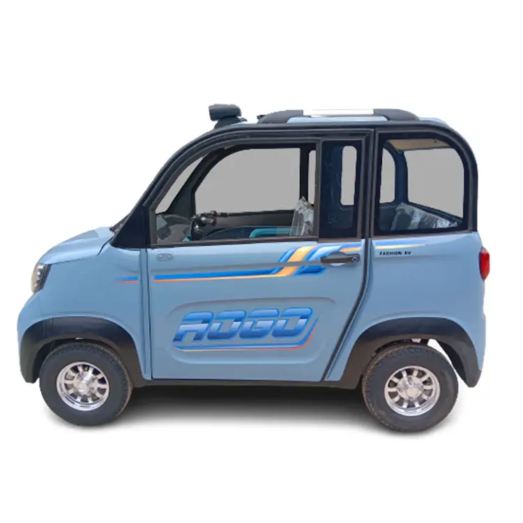 Mini coche eléctrico de 4 ruedas, estilo pequeño cerrado, con barra de mango o volante