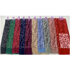 蓝色珠片树叶刺绣树叶亮片面料时尚连衣裙银色亮片薄纱面料刺绣网布婚纱 - Product Image 2