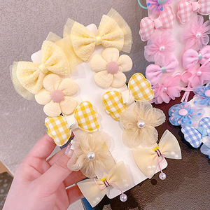 Super Fairy Fabric <b>Flower</b> Bow BB Hair Clips Set Soft No Hurt Barrettes For Princess Girls Side Bangs Pins Kids Hair Accessories - Product Image 2