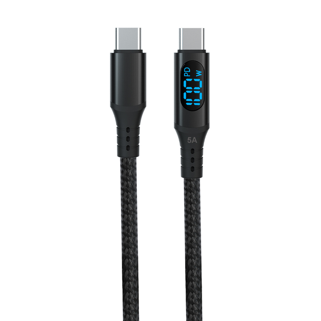 Smart Led Display Density Nylon Braided 5A 100W PD 3.1 PPS Fast Charging Data Cable Wtih Emarker USB Type C to C Quick Charge