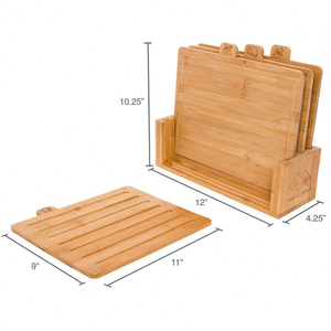 Set Talenan Bambu Modern 4 Buah Custom Grosir, Tebal 1cm, Bentuk Persegi Panjang, Peralatan Dapur, Talenan untuk Daging, Buah, dan Sayuran - Product Image 6