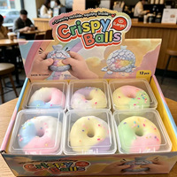 Mainan Donat Pelangi 7.5cm, Renyah, Buatan Tangan, Empuk, Berbunyi, Lapisan Lilin, Isi Tanah Liat, Pereda Stres, Mainan Remas