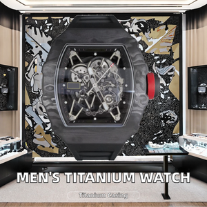 2025 Hot Selling Luxury Titanium <b>Case</b> Black Silicone Strap Brand Designer Trendy Boys' Mechanical <b>Watch</b> - Product Image 2