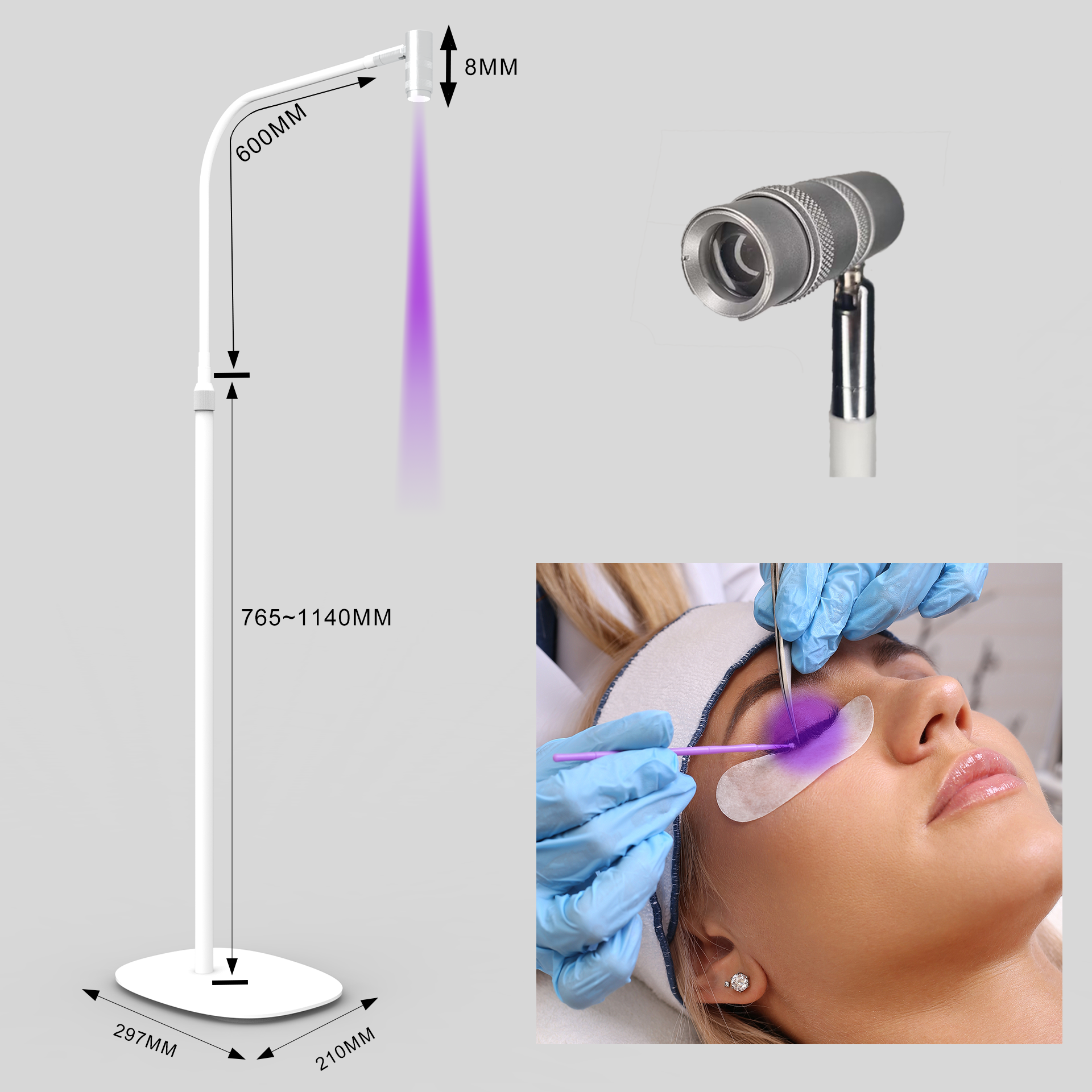 Seming New Professional UV Lash Lamp Grafting Lashes LED UV Floor Lash Light Pedal Eyelash Extension Curing Foot UV Lamp