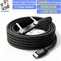 STONGWIRE ST-105 Cable de Carga 2 en 1 Invisible con Soporte de Nylon y Cobre Puro, Soporte Ajustable Multiángulo, Carga Rápida de 240W Tipo-C