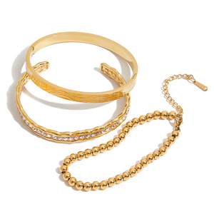 Elegant Gold Tone Beaded <b>Bracelet</b> <b>Set</b> For Women Gift Jewelry Fashion Accessory - Product Image 5