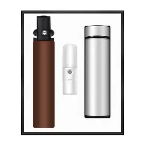 Promotion Gift 3pcs Stainless Steel Thermos Water Bottle Gift Box Umbrella Business Corporate Gift Set