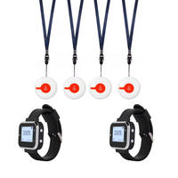 Système d'appel sans fil pour serveurs, 4 boutons d'appel d'urgence, 2 récepteurs montre, téléavertisseur pour restaurant, hôpital, clinique, service client