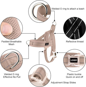 Özelleştirilmiş lüks naylon köpek koşum ayarlanabilir yansıtıcı köpek koşum rahat nefes köpek tasma evcil hayvan malzemeleri toptan - Product Image 2