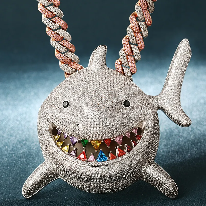 Ожерелье мужское в стиле хип-хоп с подвеской в виде акулы