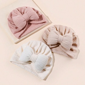 قبعة صغيرة بقوس كبير للبنات في المستشفى ، قبعات عمامة ، قبعة بوليستر ، عقدة ، قبعة صغيرة لطيفة وناعمة لحفل استحمام الطفل - Product Image 2