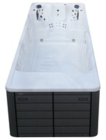 Piscina Moderna Infinita con Spa, Jacuzzi Exterior de Acrílico con Sistema Balboa y Turbina, Piscina Elevada para Jardín de Hotel