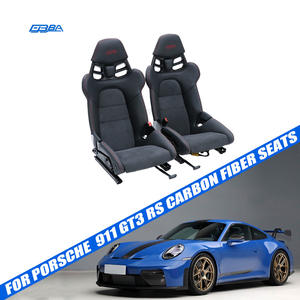 Sièges de voiture personnalisables en cuir Nappa Alcantara noir et rouge, fibre de carbone sèche, édition piste pour Porsche 911GT3 RS - Product Image 1