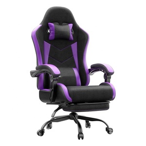Chaise de bureau ergonomique à hauteur réglable, repose-pieds, chaise de jeu rembourrée, inclinaison de 150°, capacité de 180 kg, noire - Product Image 6