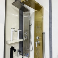 Douche à effet pluie thermostatique de luxe à LED, fixation murale, cascade, panneaux de douche en acier inoxydable, vente chaude
