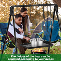 Support de cuisson réglable pour grillades et feux de camp, équipement de camping, accessoires de cuisine, support suspendu pour ustensiles et support de grillades portable