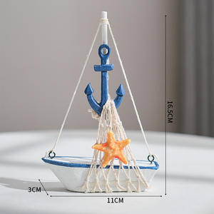 Modèle de <span class=keywords><strong>voilier</strong></span> côtier de style méditerranéen de 15 cm en bois, décoration d'intérieur, nature morte, ornement antique patiné - Product Image 3