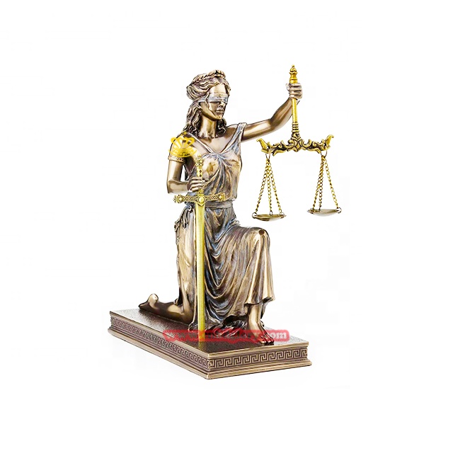 Modern decoration design metal art Sculpture Bronze Goddess Of Justice Statue