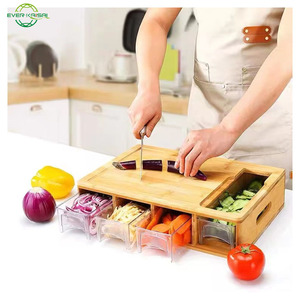 Mode roman style fruits légumes outil de coupe bambou râpe planche à <span class=keywords><strong>découper</strong></span> avec tiroir coulissant boîte de rangement ensemble - Product Image 4