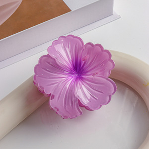 Vente en gros de pinces à cheveux en plastique de style plage à fleurs pour femmes, accessoires de cheveux élégants pour un usage quotidien - Product Image 5
