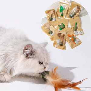 Lindos ratones de hierba gatera Juguetes para gatos Enriquecimiento interactivo Bola de hierba gatera con <span class=keywords><strong>pluma</strong></span> - Product Image 1