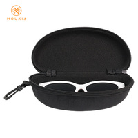 Étui à lunettes élégant en EVA incurvé avec fermeture éclair, coque rigide texturée antichoc, pochette pour lunettes avec mousqueton