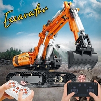Reobrix 22003 Excavadora Mecánica Motorizada, Camión con Control Remoto por Aplicación, Vehículo RC, Bloques de Construcción de Plástico, Juguetes de Ladrillos