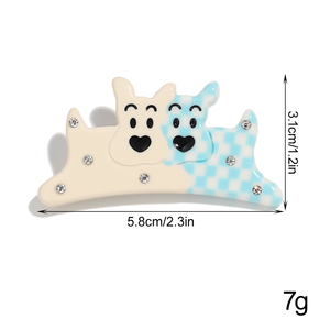 Dessin animé coréen mignon chiot <span class=keywords><strong>Image</strong></span> bleu damier strass <span class=keywords><strong>fleur</strong></span> visage souriant Animal acrylique chien broche pour <span class=keywords><strong>l</strong></span>'<span class=keywords><strong>amitié</strong></span> - Product Image 5