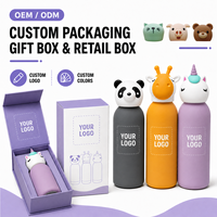Botella de Agua Infantil de Acero Inoxidable de 350 ml, Tapa de Silicona con Dibujos Animados, Botella de Regalo Escolar para Niños, Logotipo Personalizado, OEM, ODM, Venta al por Mayor