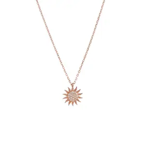 Top Quality 316l Stainless Steel Dainty Zirconia Sun Necklace Tiny Beauty Sun Necklace Classic Sun Fine Modern Jewelry