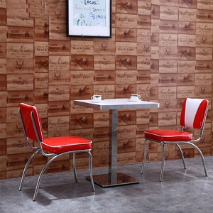 Muebles Retro Vintage Estilo Americano de los Años 50, Juego de Mesa y Sillas de Comedor, Muebles Usados para Restaurante - Product Image 2