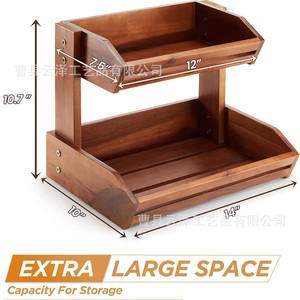 Cross-border wooden storage rack, home desktop multi-functional fruit basket, wooden <b>vegetable</b> bread storage basket, display - Product Image 4