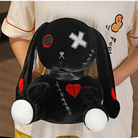 Jouet en peluche super doux de lapin gothique effrayant et mignon pour Noël avec doublure en maille pour les fans d'horreur