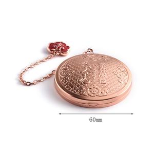 Miroir pliant double face compact et exquis, style chinois, avec chaîne en métal et pompon, tendance - Product Image 2