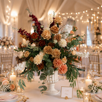 Boule de fleurs en soie de 60 cm pour centre de table, décoration de mariage et d'événements, durable, couleur automne orange et marron