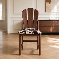 Chaise de salle à manger en bois massif, style mid-century modern, assise en tissu rembourré, pieds en bois, pour la maison et l'hôtel