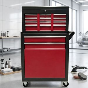 Armoire à outils robuste à deux niveaux, empilable, 7 tiroirs, roulettes verrouillables, capacité de charge de 300 kg, pour atelier automobile professionnel - Product Image 4
