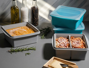 Boîte à lunch bento en silicone écologique, sans BPA, résistante aux micro-ondes et au lave-vaisselle, de qualité alimentaire, à design personnalisé, carrée et étanche - Product Image 3